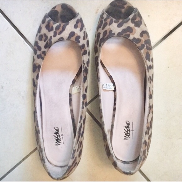 Leopard print peep toe sexy secretary wedges - Picture 3 of 7